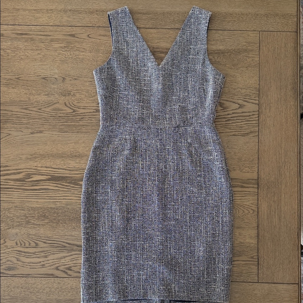 New- Banana Republic Navy Tweed V-Neck Fitted Office Mini Dress